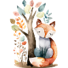 Renard mignon sous l’arbre