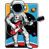 Retro Electric Guitarist Astronaut