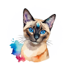 Siamkatze Wasserfarben