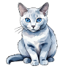 Chat bleu russe Aquarelle