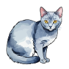 Chat bleu russe Aquarelle