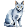 Chat bleu russe Aquarelle