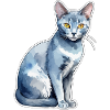 Chat bleu russe Aquarelle