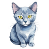 Chat bleu russe Aquarelle
