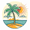 Island palm tree at sunset