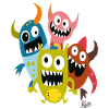 Un groupe d’amis monstres amusants