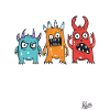 funny cute little crazy monsters