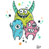 Kleine bunte Monster-Freunde