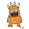 Orange funny stupid monster