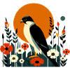 Wanderfalke in Blumen