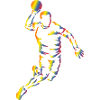 Lebendige Handballsilhouette im Regenbogen