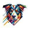 Bunte geometrische Hundekunst Australian Shepherd