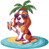 Beagle Dog Summer Beach Comic