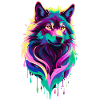 Farbenfroher Wolf Graffiti Wolfskopf