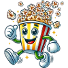 fröhliches Comic-Popcorn-Motiv für Spaß im Kino