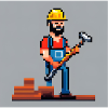 Bauarbeiter mit Hammer Pixelbild