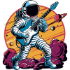 Rétro Electrique Guitariste Astronaute
