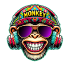 Cool DJ Monkey Casque Style Rétro Coloré