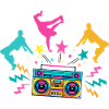 Boombox Neon Dancing Silhouettes