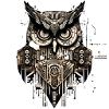 Geometric Owl, Owl Head,