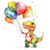 Dinosaur is happy about balloon