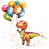 Dinosaur plays with balloon