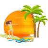 Surf au soleil couchant