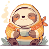 Faultier-Illustration mit seiner Tasse Kaffee