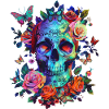 Skull with flowers and butterfly