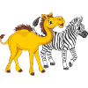 Cute camel and zebra