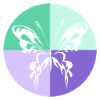 Butterfly Quartet Green Purple