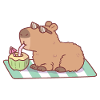 Capybara Drinking Coconut Juice