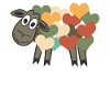 Sheep Retro Hearts