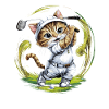 Niedliche Katze spielt Golf