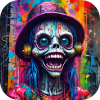 Cool skull in graffiti style