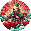 Christmas elf kayaking
