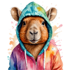 Capybara hættetrøje Capy farverigt dyredesign print