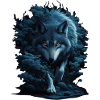 Mystic Wolf in Night Forest