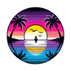 Retro Tropical Sunset Sailboat Beach Dream