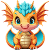 Drachen Blau Orange