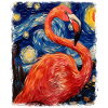 Flamingo Starry Night Painting