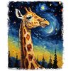 Giraffe Animal Starry Night Painting