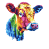 Bunte Kuh Regenbogen Kunstwerk