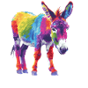 Bunter Esel Regenbogen Kunstwerk