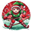 Christmas Elf Ice Hockey