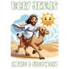 Holy Jesus riding a dromedary