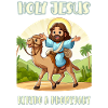 Holy Jesus riding a dromedary