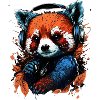 Cute music-loving red panda