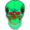 Green head with red eyes