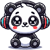 Cute Panda Headphone Motif